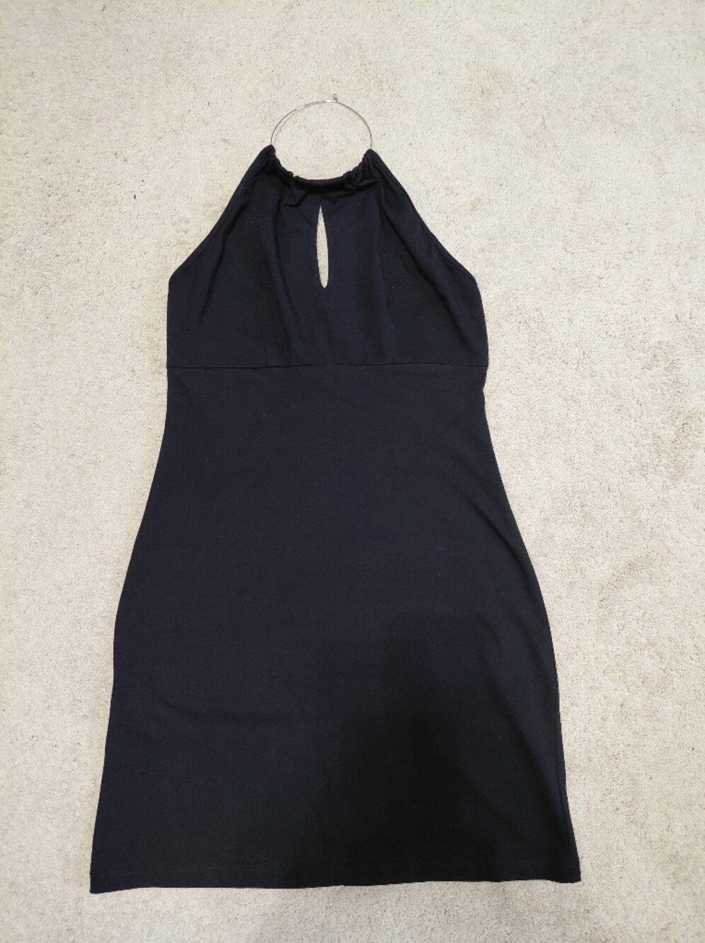 Vintage 90s Black Halter Mini Dress with Front Keyhole